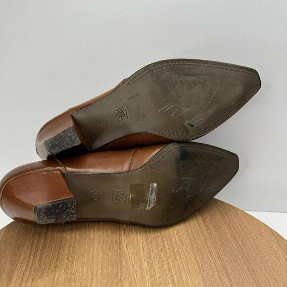Rush Hour Womens Pointed Leather Brown Heeled‎ Loafers Size 8.5 Vintage - Picture 3 of 8